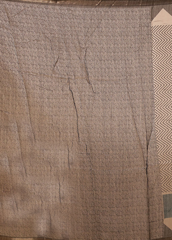 Cream Chanderi Cotton Saree With Blouse Piece