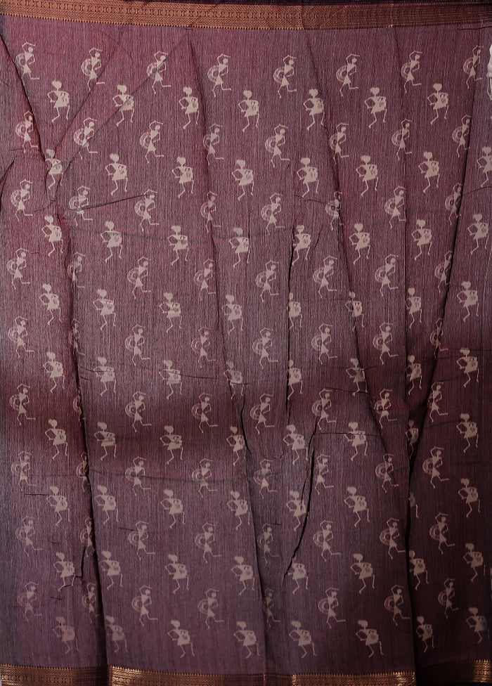 Maroon Chanderi Cotton Saree With Blouse Piece