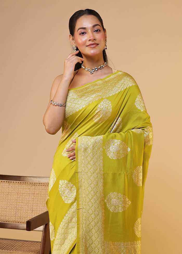 Green Handloom Pure Georgette Saree With Blouse Piece