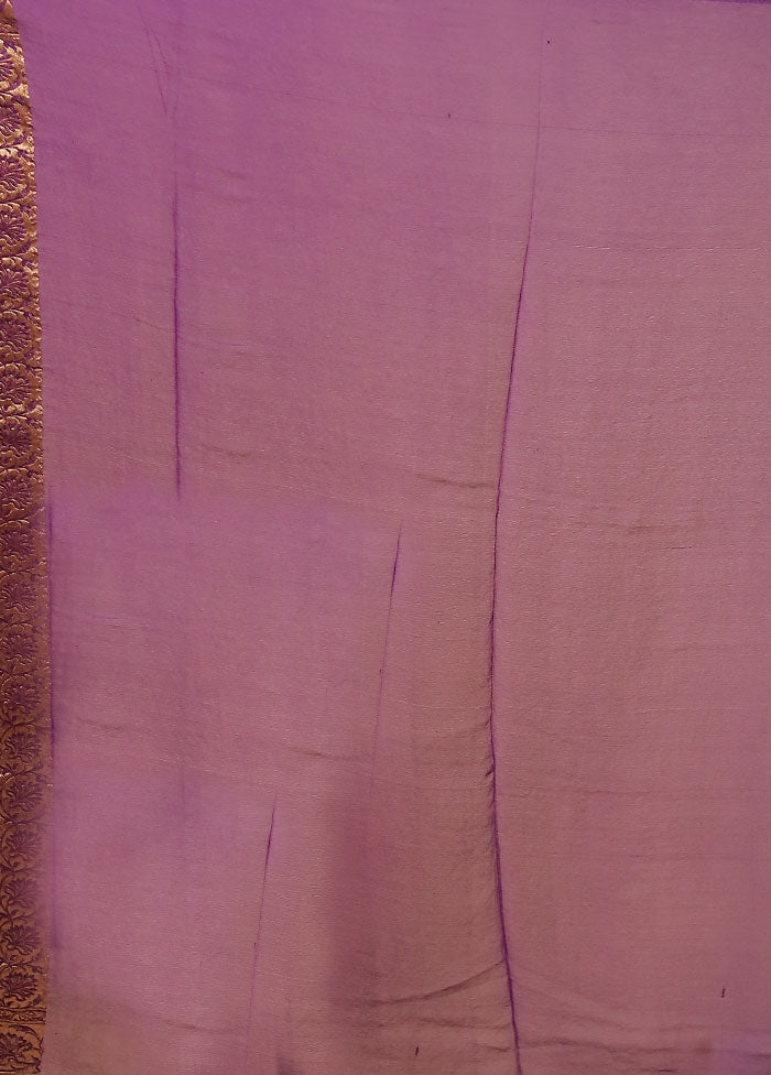 Purple Handloom Pure Georgette Saree With Blouse Piece