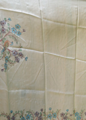 Green Handloom Tussar Pure Silk Saree With Blouse Piece