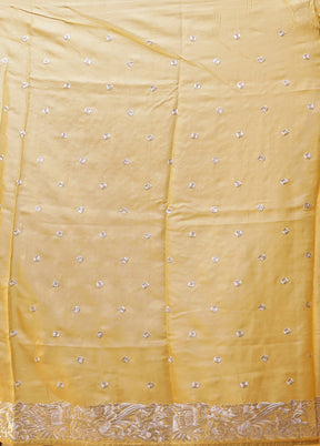 Yellow Handloom Tussar Pure Silk Saree With Blouse Piece