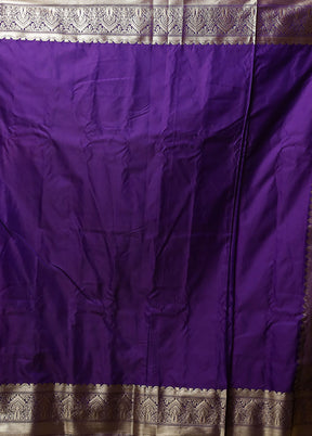 Purple Gadwal Silk Saree Without Blouse Piece