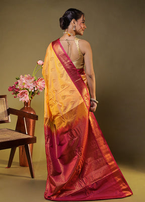 Cream Gadwal Silk Saree Without Blouse Piece