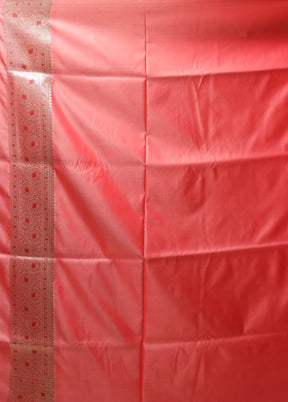 Pink Banarasi Silk Saree With Blouse Piece