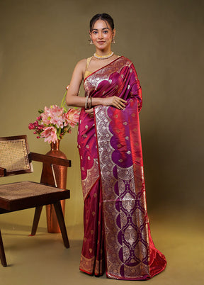 Purple Banarasi Silk Saree With Blouse Piece
