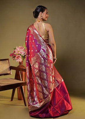 Purple Banarasi Silk Saree With Blouse Piece