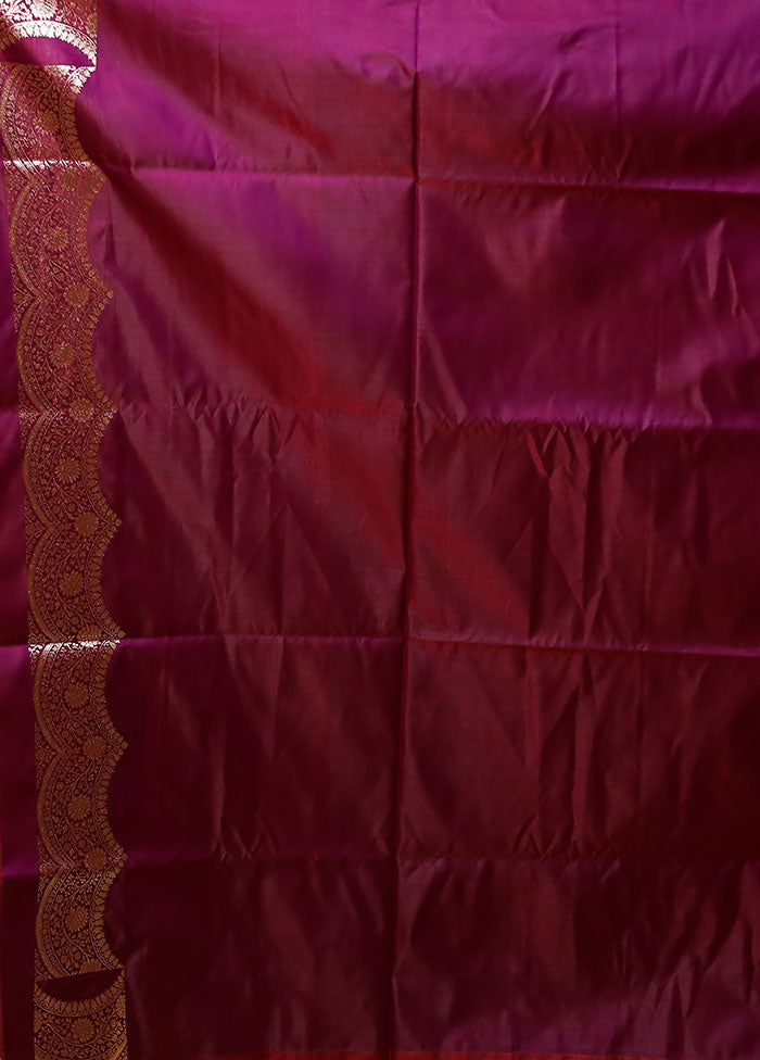 Purple Banarasi Silk Saree With Blouse Piece