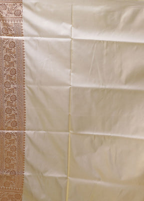 Cream Banarasi Silk Saree With Blouse Piece