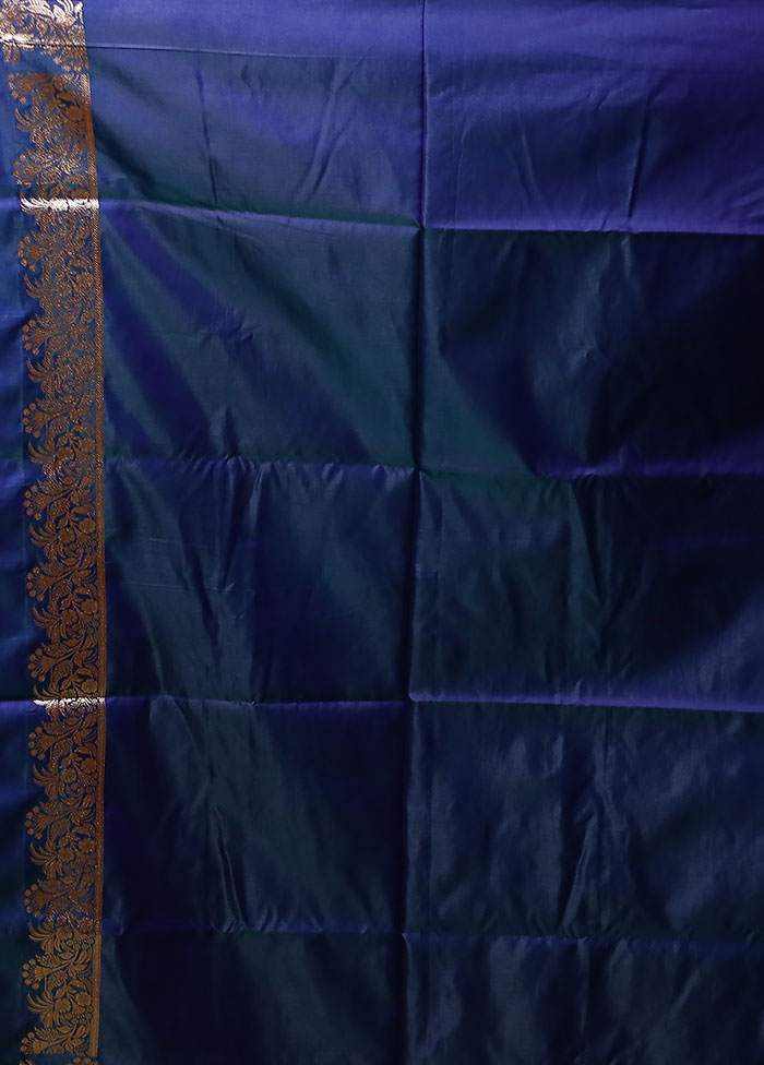 Blue Banarasi Silk Saree With Blouse Piece