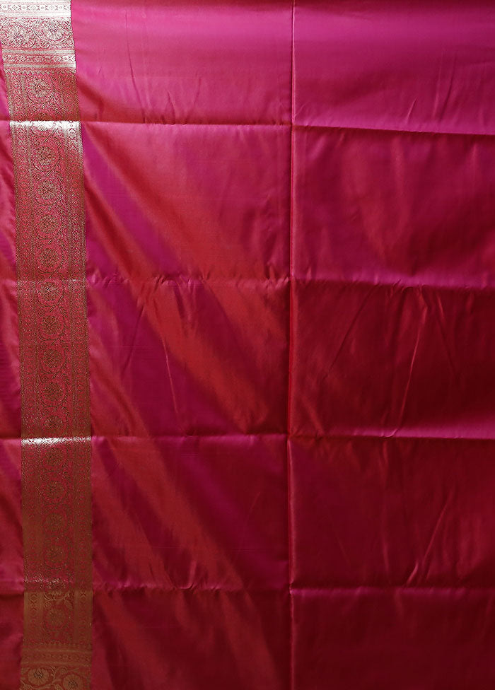 Pink Banarasi Silk Saree With Blouse Piece