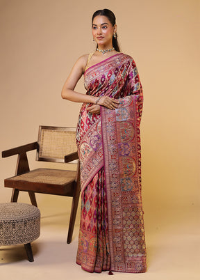 Multicolor Handloom Pure Georgette Saree With Blouse Piece