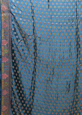 Multicolor Handloom Pure Georgette Saree With Blouse Piece