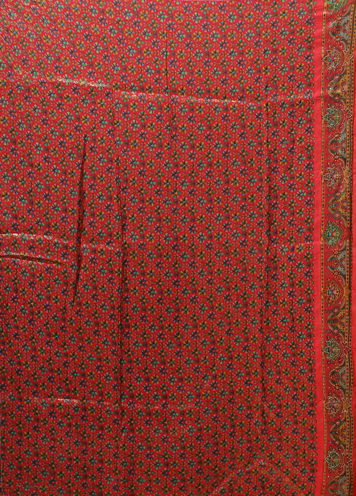 Cream Handloom Pure Georgette Saree With Blouse Piece