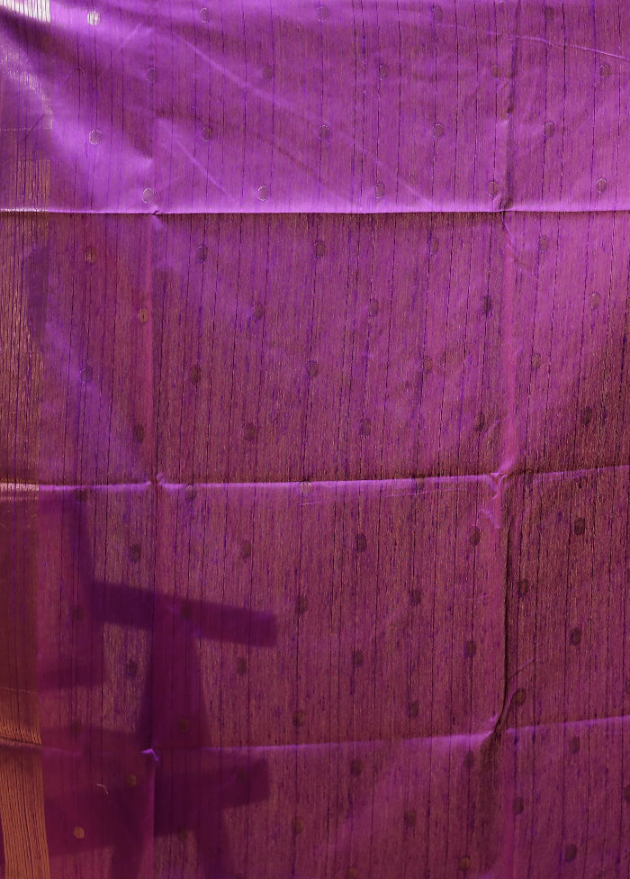 Purple Tussar Silk Saree With Blouse Piece