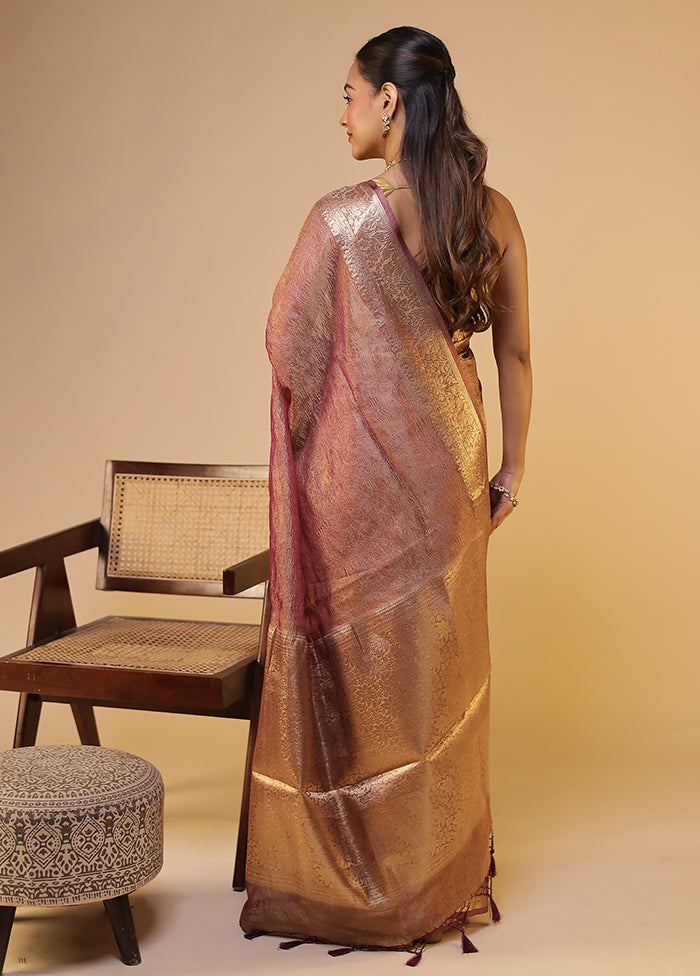 Purple Tissue Silk Saree With Blouse Piece