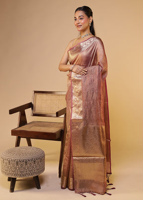 Purple Tissue Silk Saree With Blouse Piece