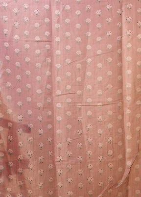 Pink Linen Silk Saree With Blouse Piece