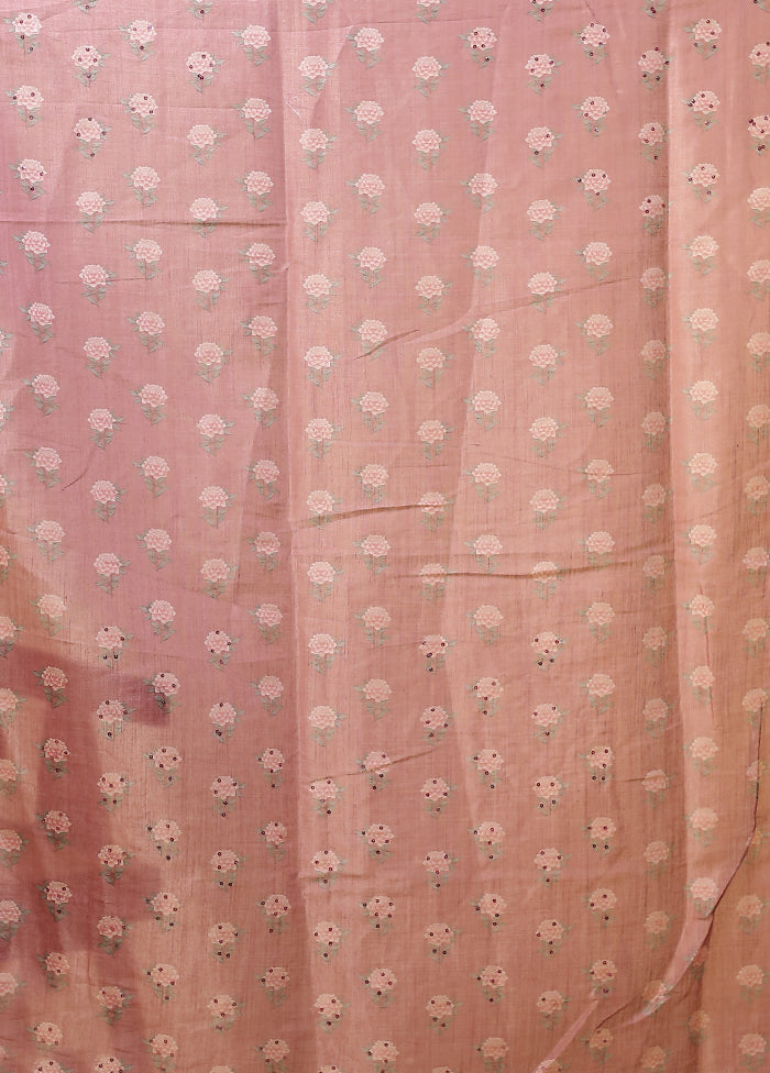 Pink Linen Silk Saree With Blouse Piece