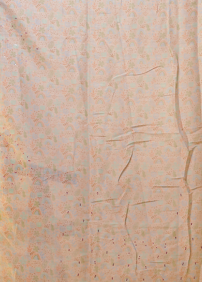 Cream Linen Silk Saree With Blouse Piece