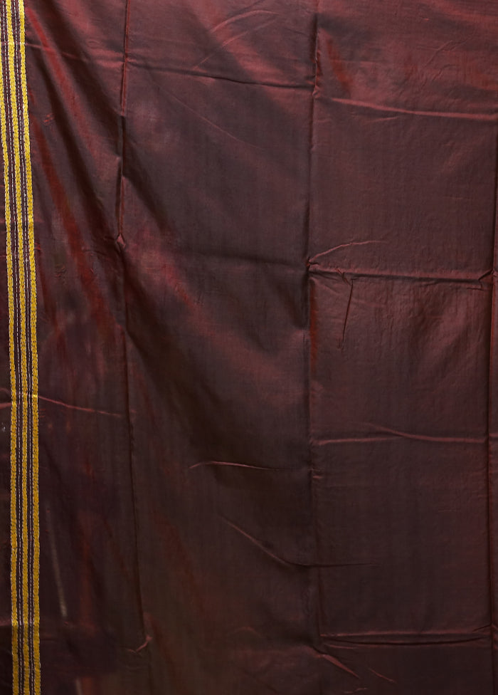 Purple Kantha Stitch Silk Saree With Blouse Piece