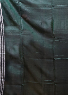 Green Kantha Stitch Silk Saree With Blouse Piece