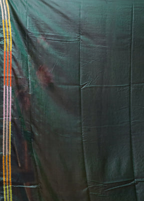 Green Kantha Stitch Silk Saree With Blouse Piece