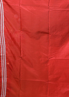 Red Kantha Stitch Silk Saree With Blouse Piece