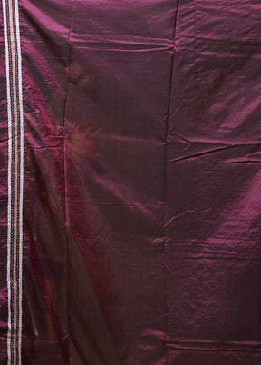 Purple Kantha Stitch Silk Saree With Blouse Piece