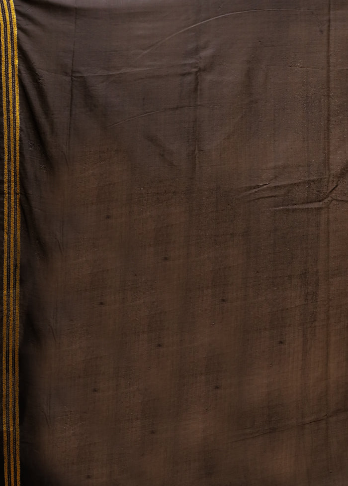 Black Kantha Stitch Silk Saree With Blouse Piece