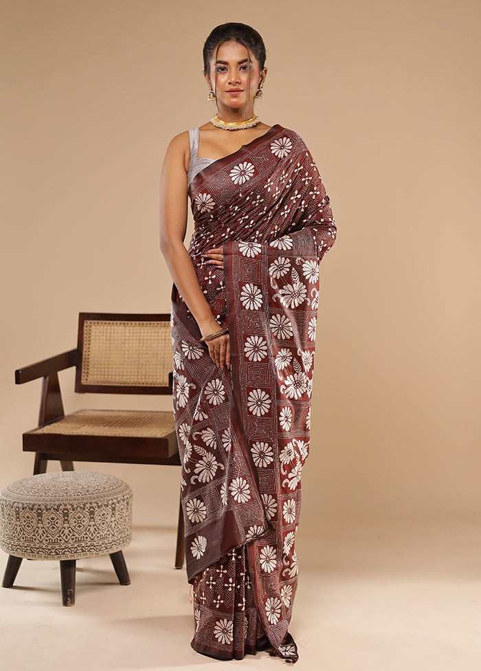 Purple Kantha Stitch Silk Saree With Blouse Piece