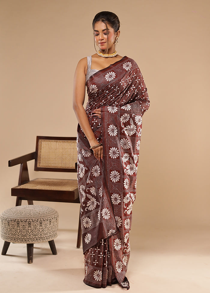 Purple Kantha Stitch Silk Saree With Blouse Piece