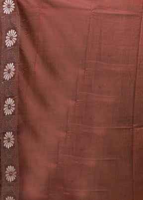 Purple Kantha Stitch Silk Saree With Blouse Piece