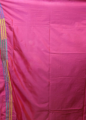 Pink Kantha Stitch Silk Saree With Blouse Piece