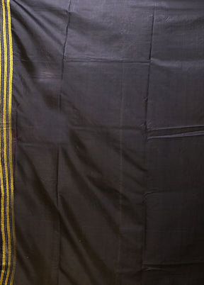 Black Kantha Stitch Silk Saree With Blouse Piece