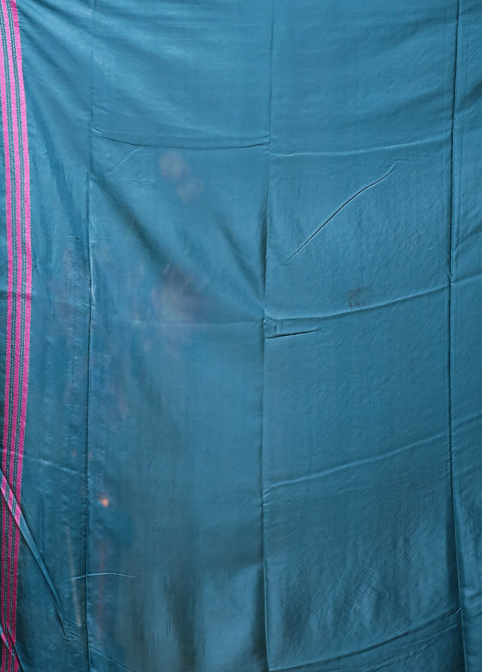 Green Kantha Stitch Silk Saree With Blouse Piece