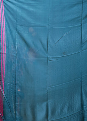 Green Kantha Stitch Silk Saree With Blouse Piece