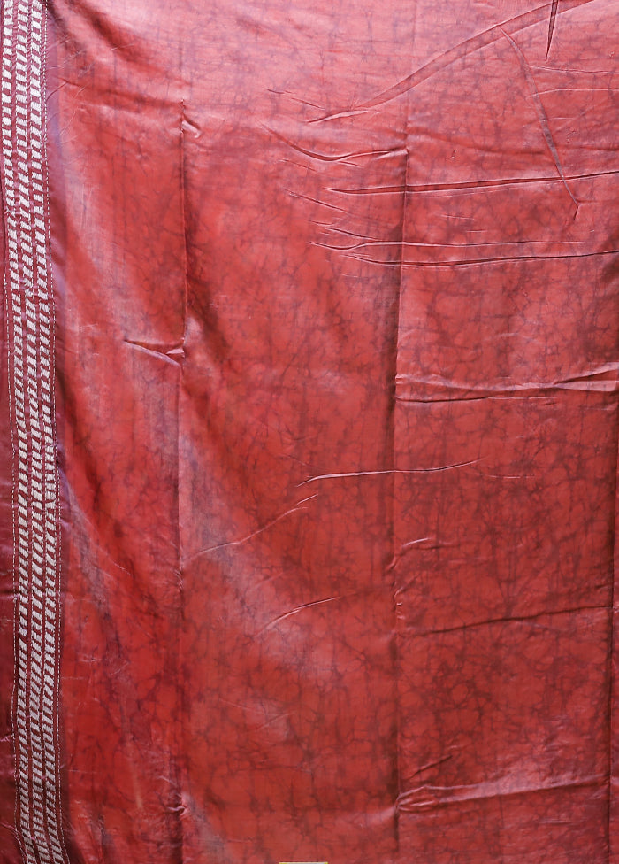 Purple Kantha Stitch Silk Saree With Blouse Piece