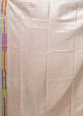 Blue Kantha Stitch Silk Saree With Blouse Piece