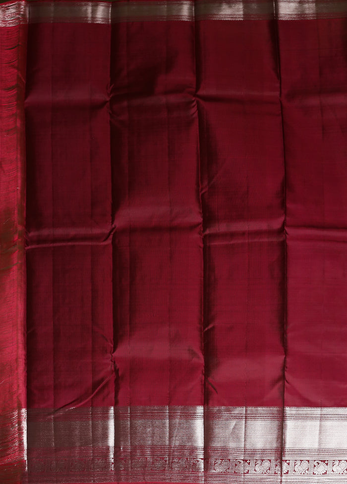 Black Handloom Kanjivaram Pure Silk Saree With Blouse Piece