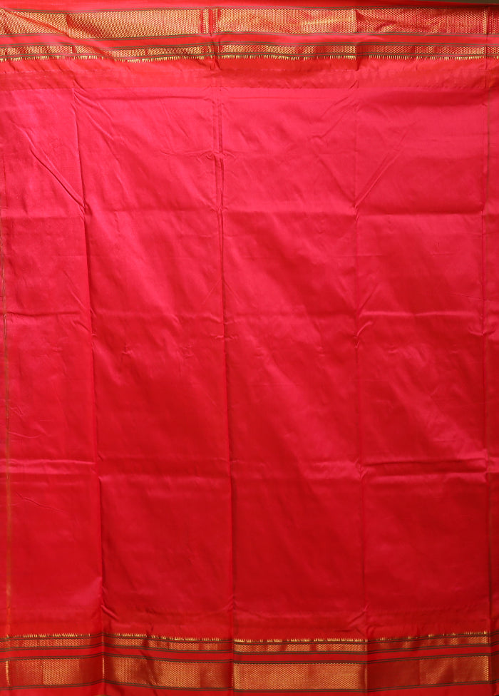Purple Handloom Kanjivaram Pure Silk Saree With Blouse Piece