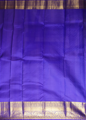 Blue Handloom Kanchipuram Pure Silk Saree With Blouse Piece