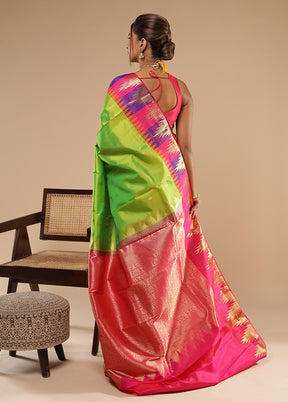 Green Handloom Kanchipuram Pure Silk Saree With Blouse Piece