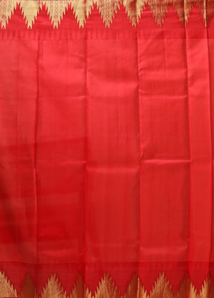 Cream Handloom Kanchipuram Pure Silk Saree With Blouse Piece