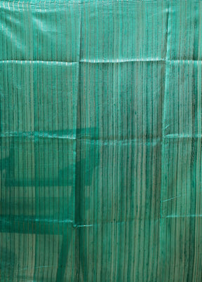 Green Handloom Tussar Pure Silk Saree With Blouse Piece