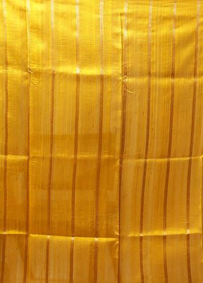 Yellow Handloom Tussar Pure Silk Saree With Blouse Piece