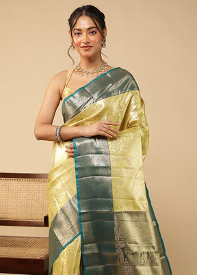 Orange Kanjivaram Silk Saree With Blouse Piece