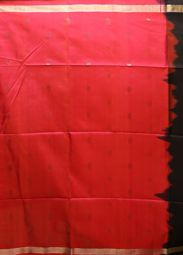 Black Handloom Kanjivaram Pure Silk Saree With Blouse Piece
