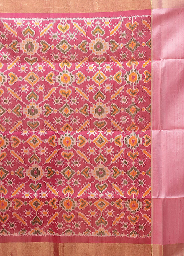 Pink Handloom Dupion Pure Silk Saree With Blouse Piece