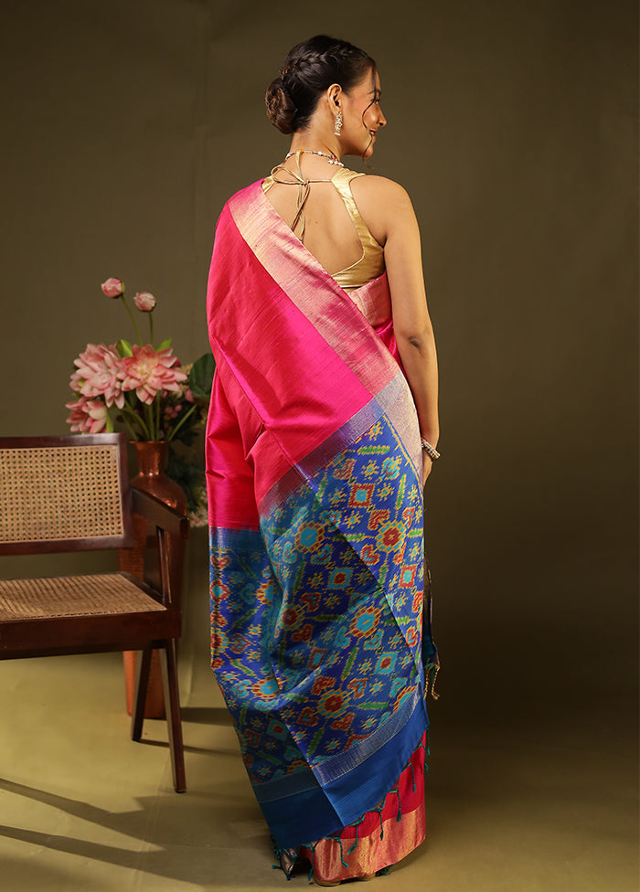 Pink Handloom Dupion Pure Silk Saree With Blouse Piece
